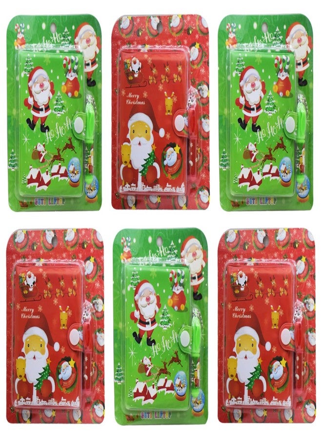 Asera مجموعة هدايا عيد الميلاد من أسيرا مع مفكرة جيب ومجموعة أقلام صغيرة لطيفة كهدايا تذكارية لأعياد ميلاد الأطفال وحفلات عيد الميلاد (مجموعة من 6 قطع) - Image 1